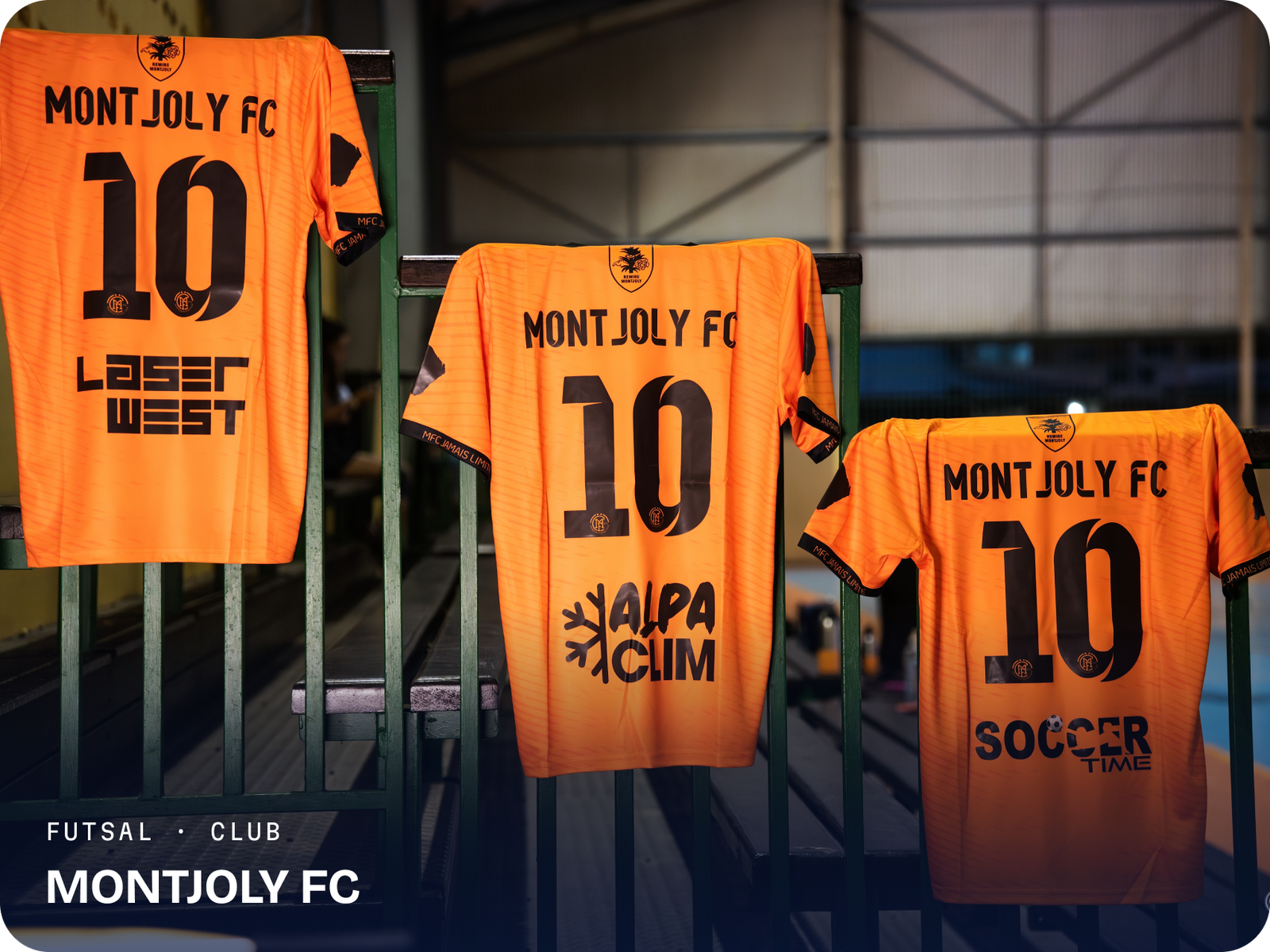 Maillots orange du Montjoly FC réalisés par SC Sport (futsal, club)